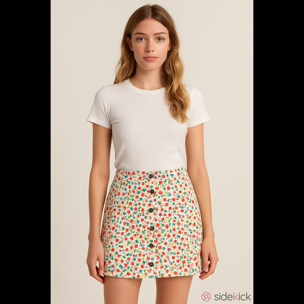 Women's J.Crew Mercantile Floral Mini Skirt Size 6 Beige Red - Picture 8 of 8